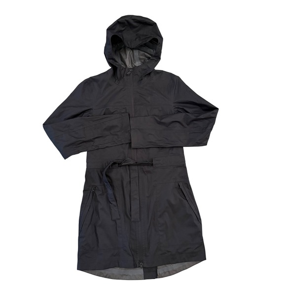 The North Face Rain Jacket Womens XS Black DryVent Hooded Belted - Picture 1 of 11